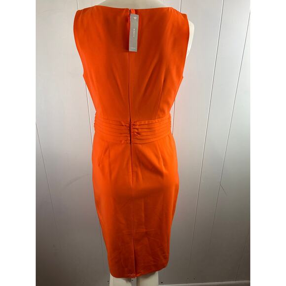 NWT J.Crew 365 Pleated-Waist Sheath in Vivid Orange Stretch Wool Dress Size 4 - Picture 2 of 7